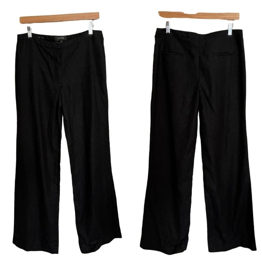 Talbots Signature Linen Pants Black Wide Leg Size 6